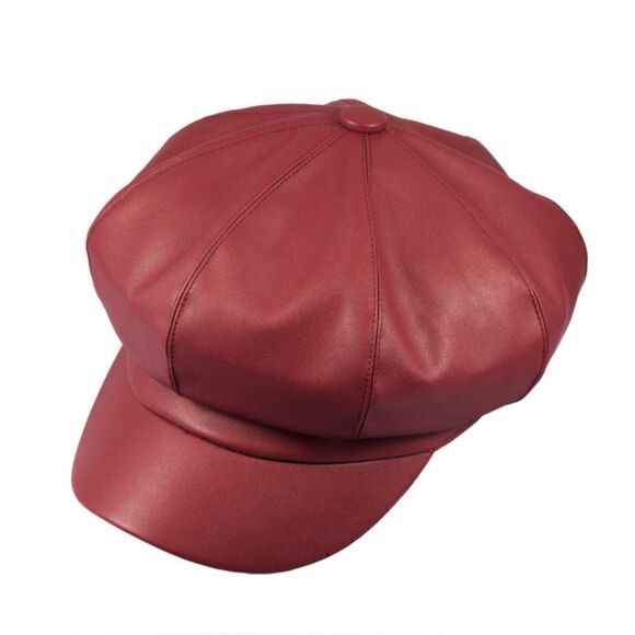 -Stylish Burgundy Newsboy Cap